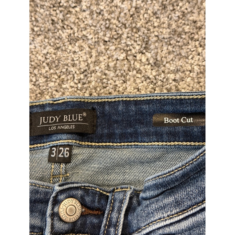 Judy Blue Jeans Women 3/26 Blue Boot Cut Distressed JB82541DK Stretch Denim - Picture 3 of 10